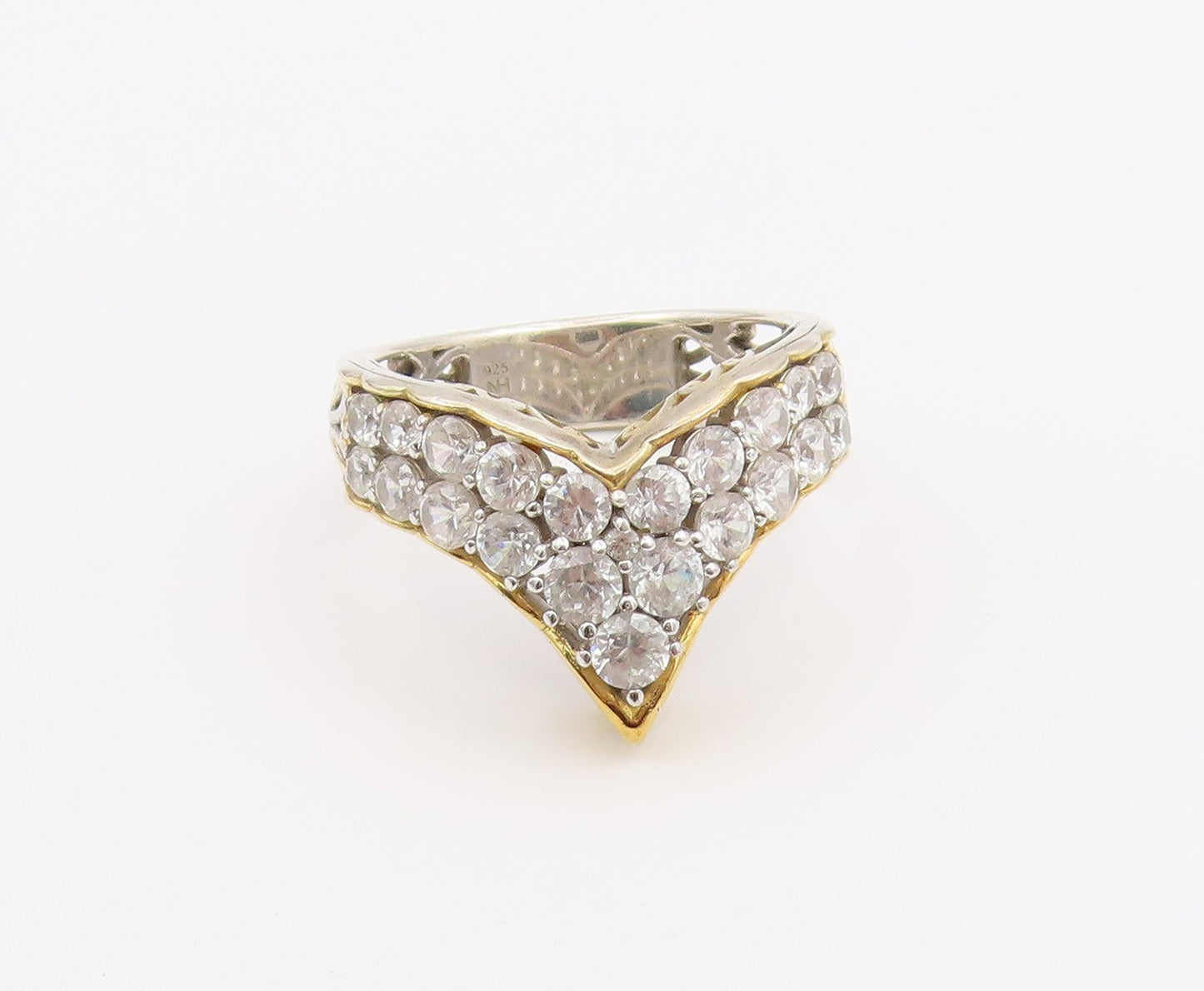 925 Sterling Silver Vintage Ring MICHAEL VALITUTTI CZ V Shape Band Sz 10 RG36521