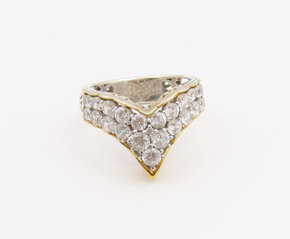 925 Sterling Silver Vintage Ring MICHAEL VALITUTTI CZ V Shape Band Sz 10 RG36521