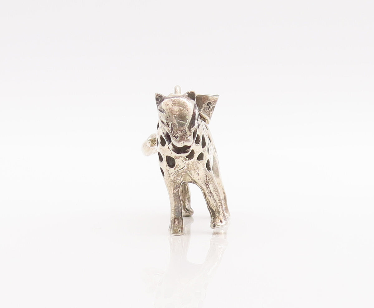 925 Sterling Silver Vintage Pendant Solid 3d Carved Patched Leopard  PT23232