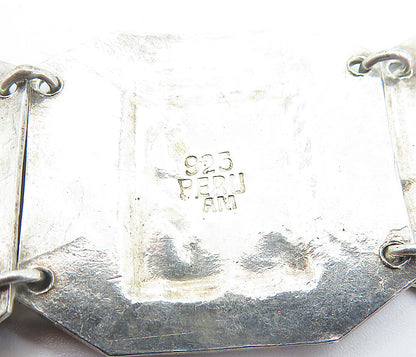 PERU 925 Sterling Silver  Vintage Traditional Pattern Chain Bracelet  BT1825