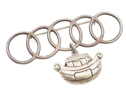 DESIGNER 925 Sterling Silver Vintage Interlocking Circle House Brooch Pin BP9389