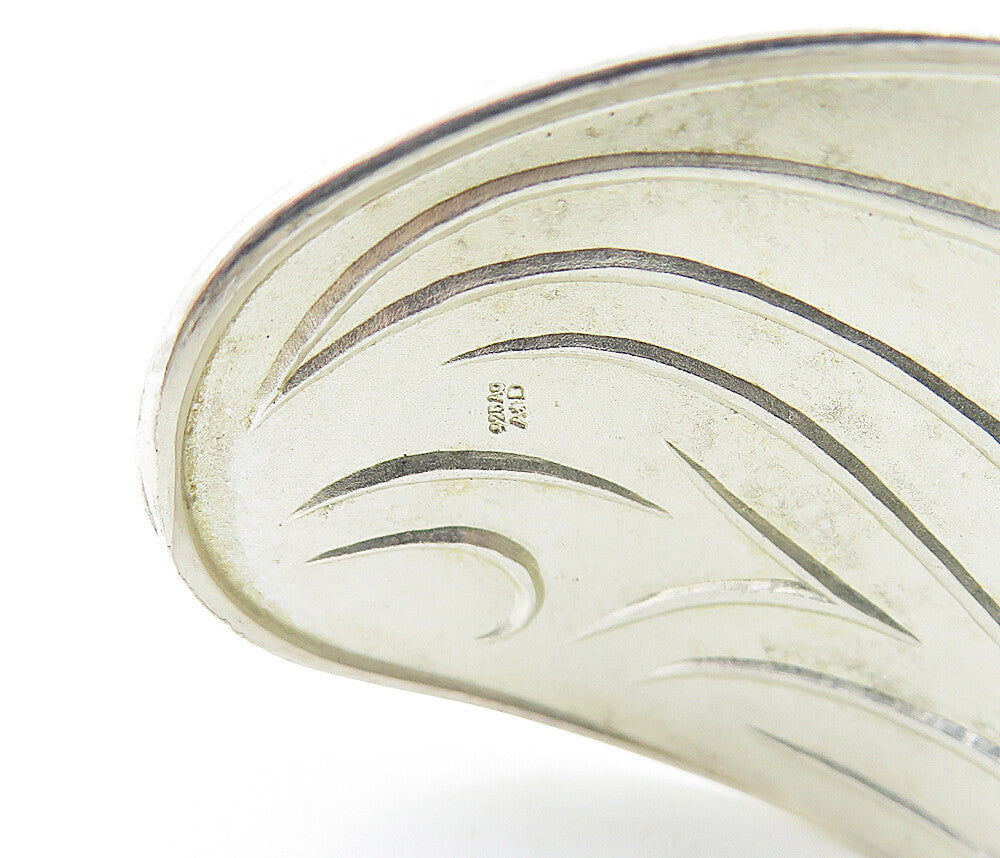 DESIGNER 925 Sterling Silver  Shiny Swirl Etched Pattern Cuff Bracelet  BT3055