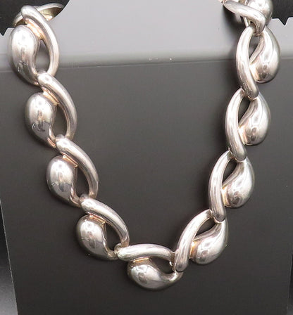 CHARLES KRYPELL 925 Silver  Vintage Modernist Chunky Teardrop Necklace  NE4015
