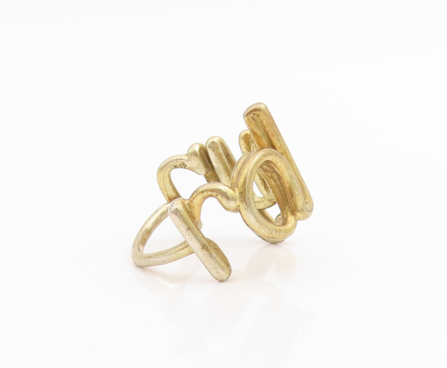 925 Sterling Silver Vintage Ring Gold Plated Robyn Script Band  Sz 5  RG34757