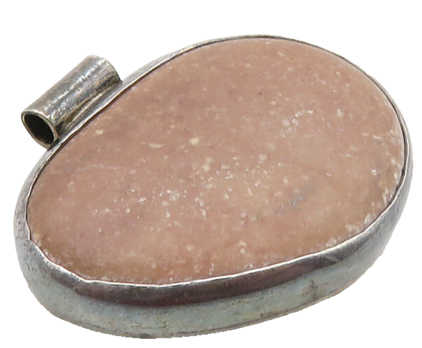 925 Sterling Silver  Vintage Minimalist Jasper Dark Tone Slide Pendant  PT7414