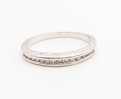 925 Sterling Silver Vintage Ring Minimalist Real Diamonds Band  Sz 8.5  RG36759