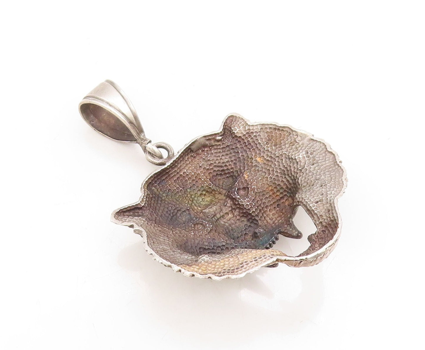 925 Sterling Silver Vintage Pendant Dark Tone Angry Roaring Tiger  PT23886