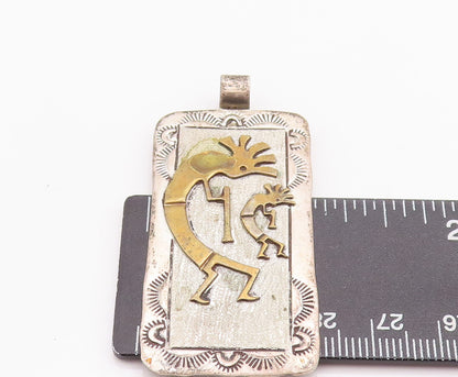 925 Sterling Silver Vintage Pendant NAVAJO Carved Trible Man Frame  PT23210