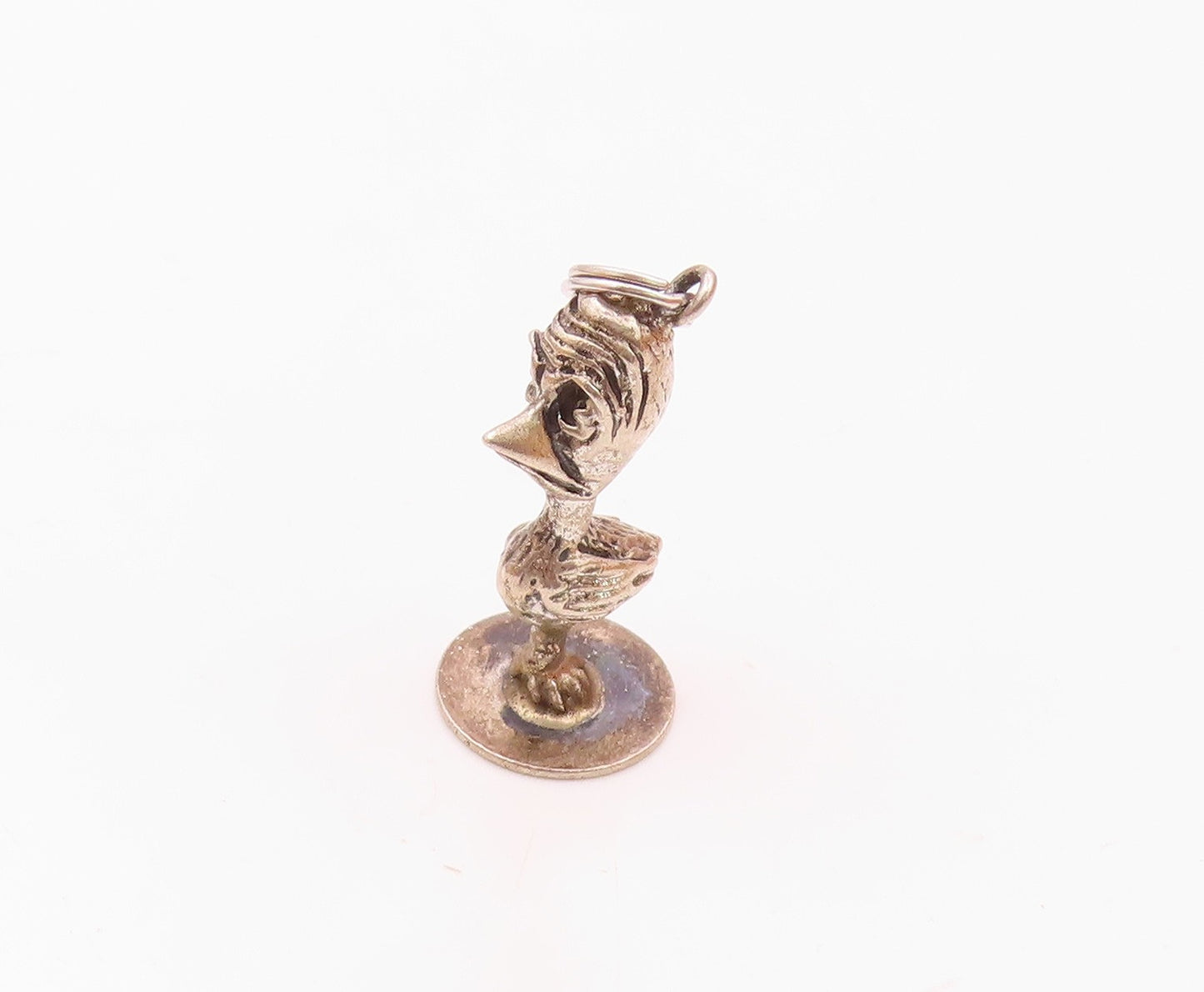 925 Sterling Silver  Vintage Shiny Petite Duck Bird Statue Pendant  PT17951