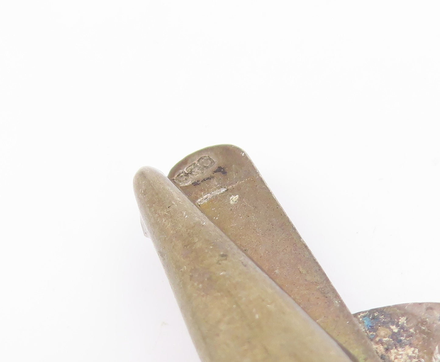 925 Sterling Silver Vintage Tie Clip Carved Hematite Greek Soldier Motif  TR4186
