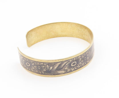 925 Sterling Silver Vintage Bracelet Gold Plated EAST EUROPE Floral Cuff BT11895
