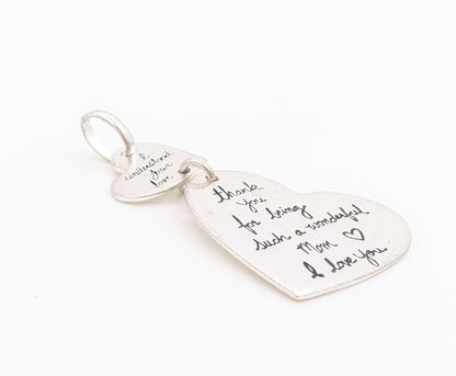 925 Sterling Silver Vintage Pendant Etched Love Message On Hearts  PT24485