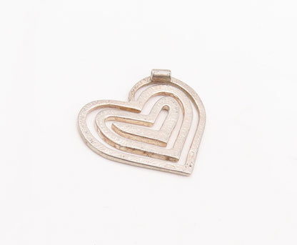 925 Sterling Silver Vintage Pendant Cutout Spiral Love Heart PT23434
