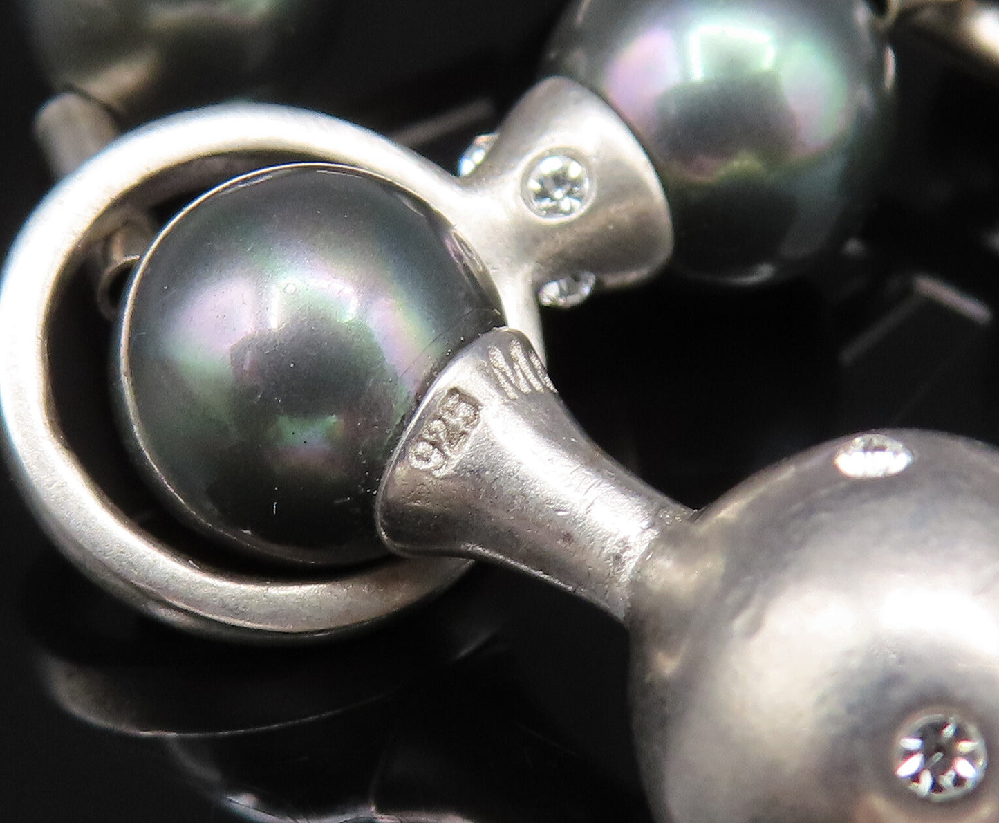 925 Sterling Silver Vintage CZ Scattered Bead Ball Adjustable Necklace  NE3990