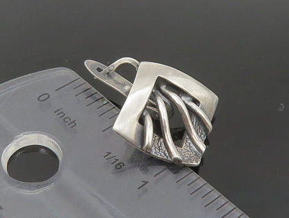 EUROPEAN 925 Sterling Silver  Vintage Shiny Textured Drop Earrings  EG11560