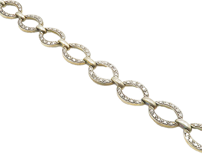 925 Sterling Silver  Vintage Genuine Diamond Oval Link Chain Bracelet  BT5315