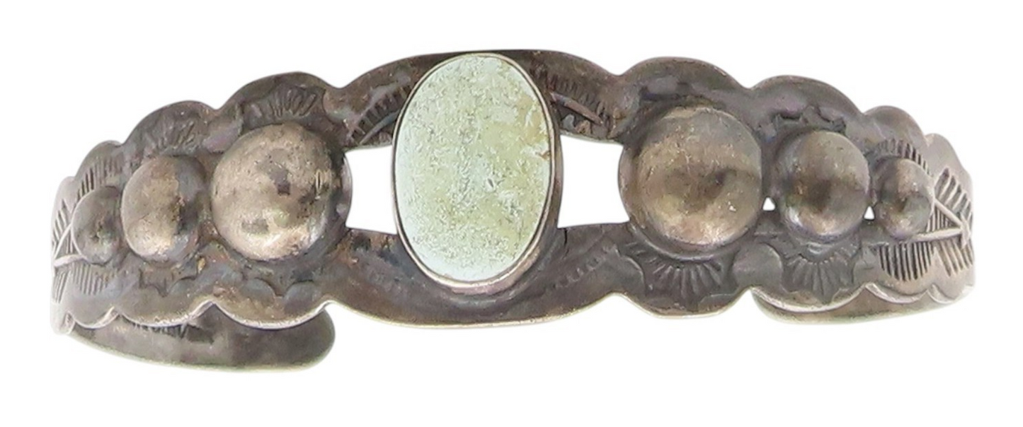 925 Sterling Silver Vintage Bracelet SOUTHWESTERN Oval Turquoise Cuff BT11791
