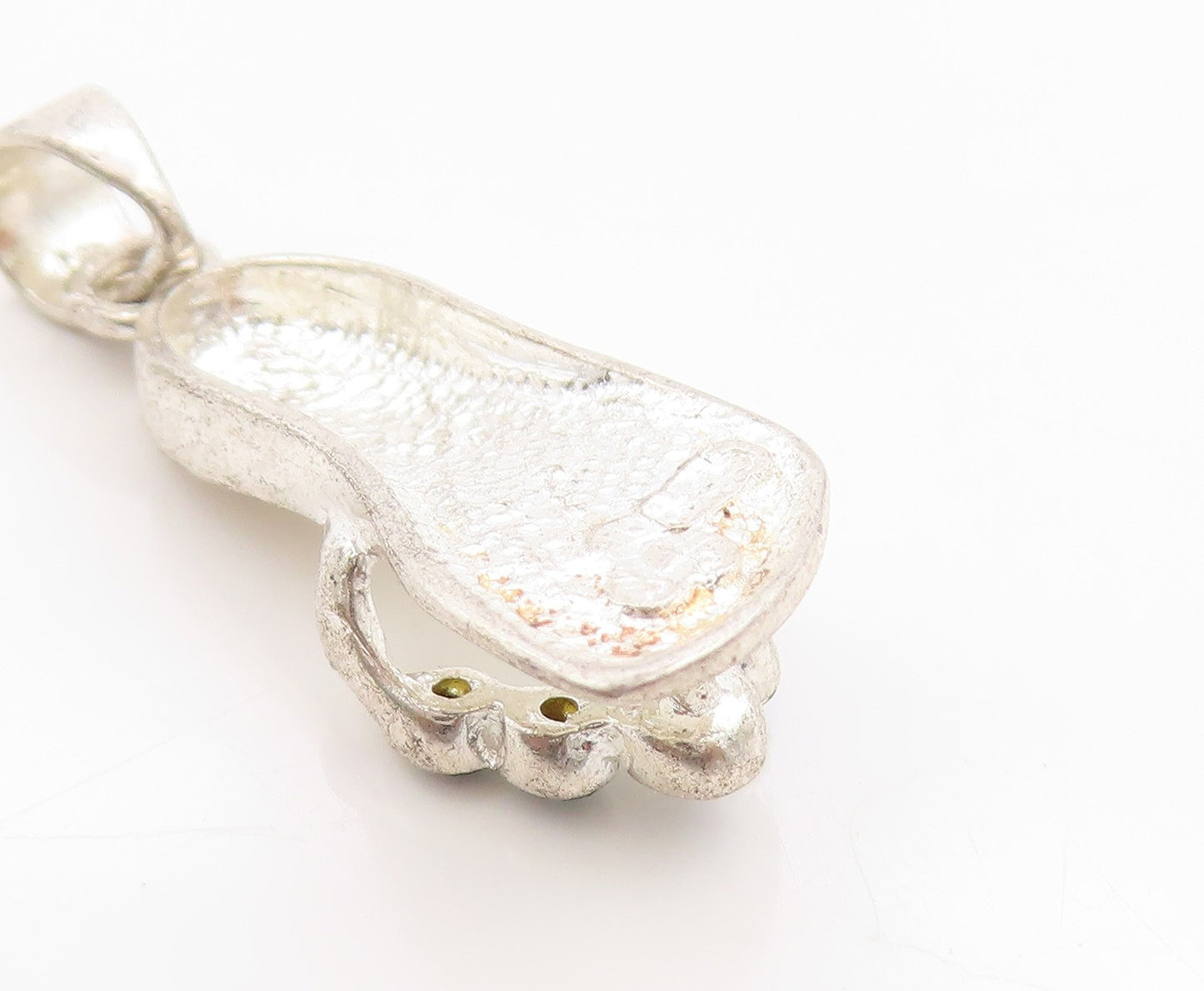 925 Sterling Silver Vintage Pendant Blue Topaz Flip Flop Foot Ware Charm PT25038