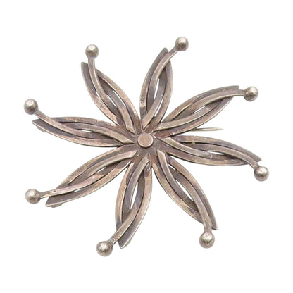 925 Sterling Silver Vintage Brooch Pin TAXCO Modernist Circular Flower  BP12405