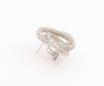 925 Sterling Silver Vintage Earrings Modernist CZ Interlocking Knot  EG14215