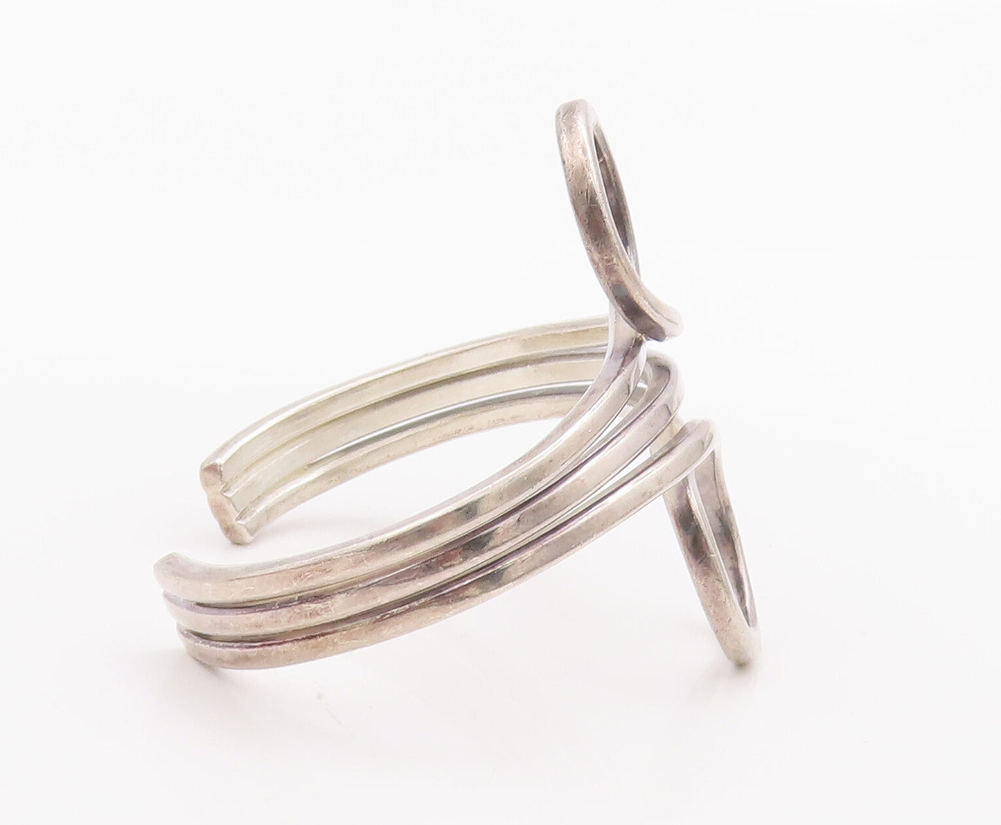 925 Sterling Silver Vintage Bracelet MEXICO Cutout Swirled Loop Cuff  BT10350