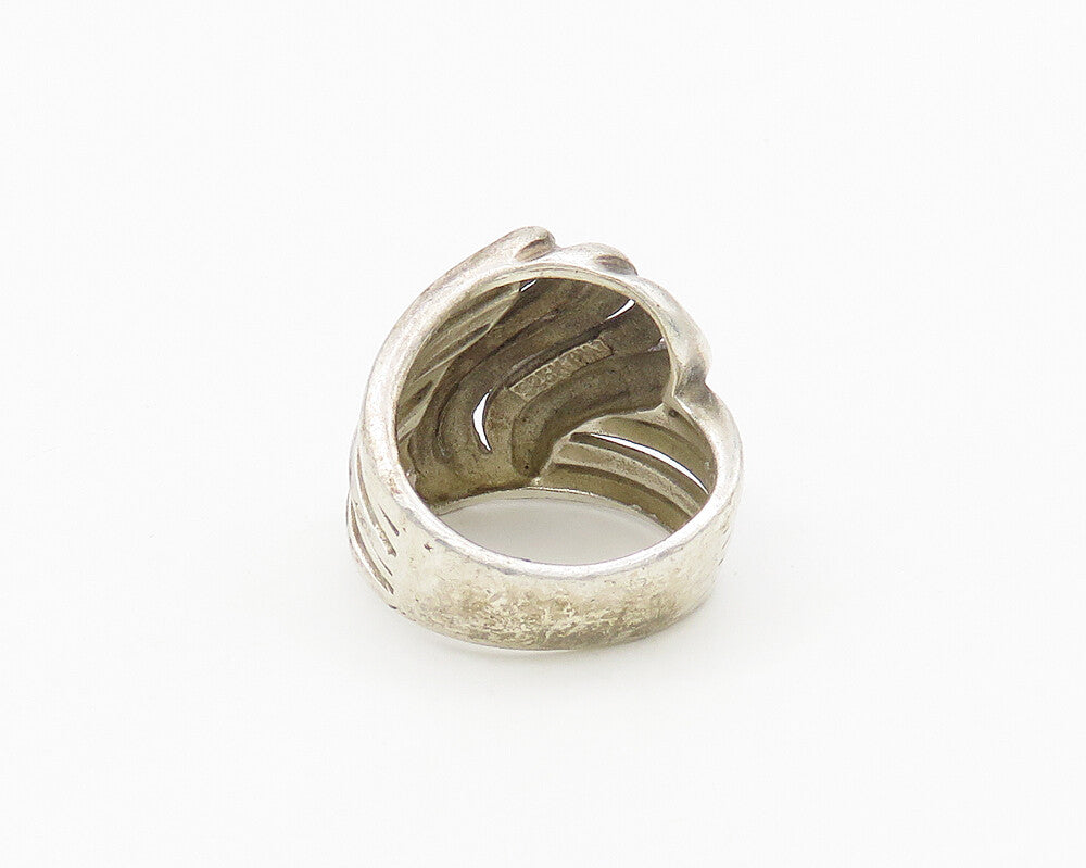 925 Sterling Silver  Vintage Split Shank Swirled Band Ring Sz 5  RG18096