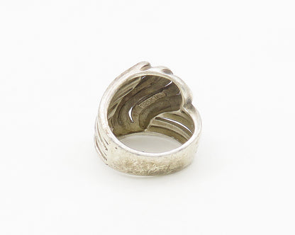 925 Sterling Silver  Vintage Split Shank Swirled Band Ring Sz 5  RG18096