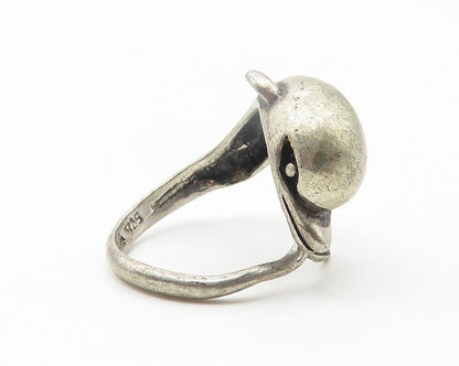 925 Sterling Silver  Vintage Leaping Dolphin Motif Bypass Ring Sz 5.5  RG11286