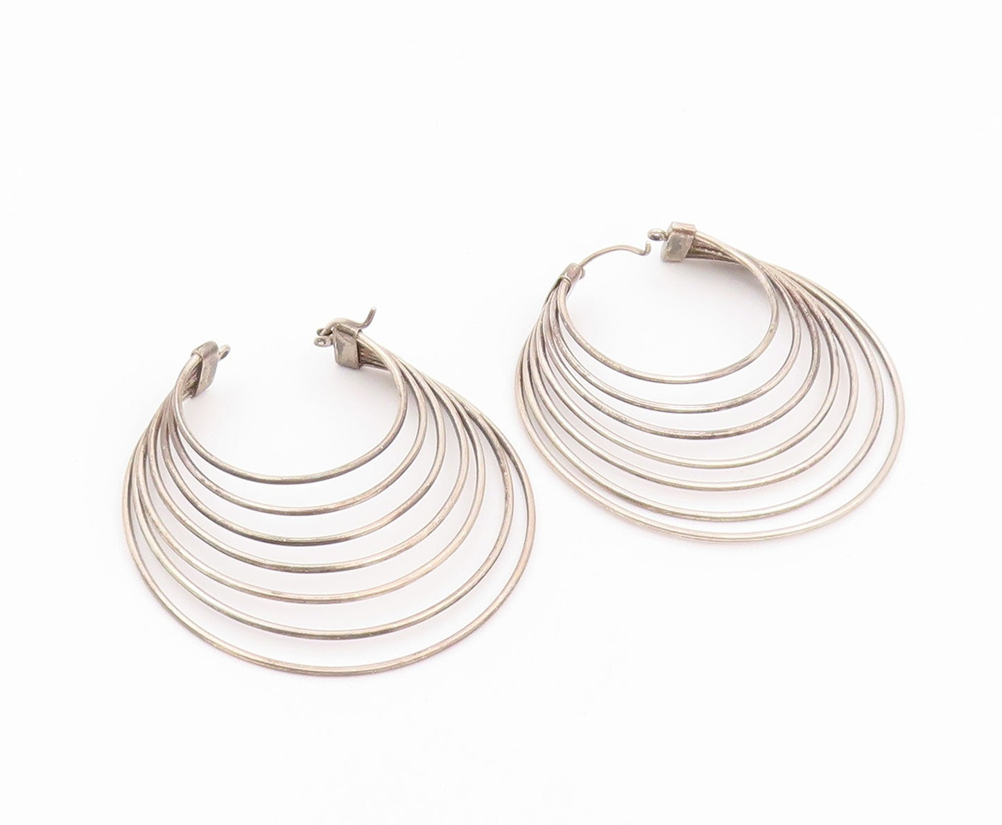 925 Sterling Silver Vintage Earrings Classic Cascade Loop Strand Hoop  EG14531