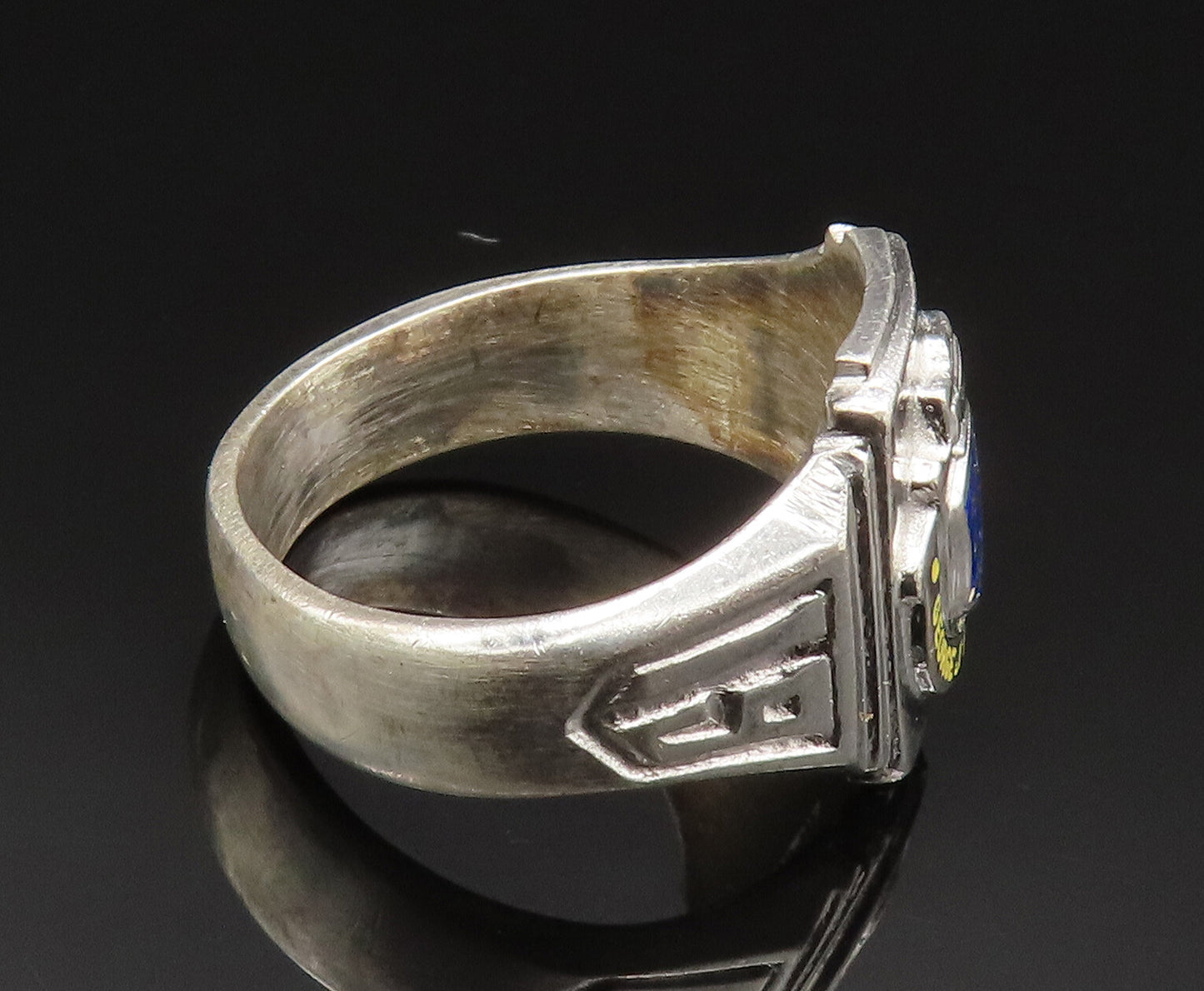 925 Silver  Vintage Antique 1957 Enamel George J Ryan JHS Ring Sz 11.5 RG24915