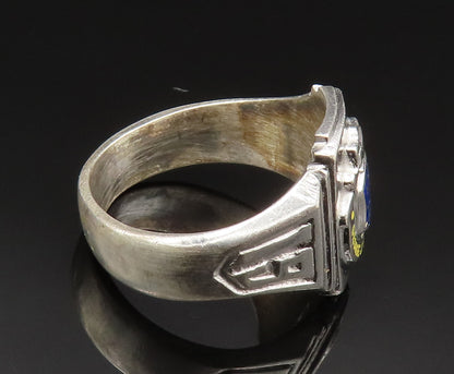 925 Silver  Vintage Antique 1957 Enamel George J Ryan JHS Ring Sz 11.5 RG24915