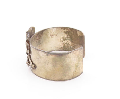 925 Sterling Silver Vintage Bracelet AVI SOFFER Dark Tone Flower Cuff  BT11179