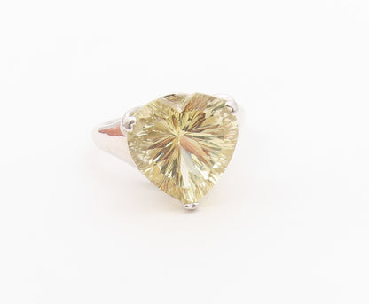 925 Sterling Silver Vintage Ring Heart Shape Citrine Solitaire  Sz 11  RG36497