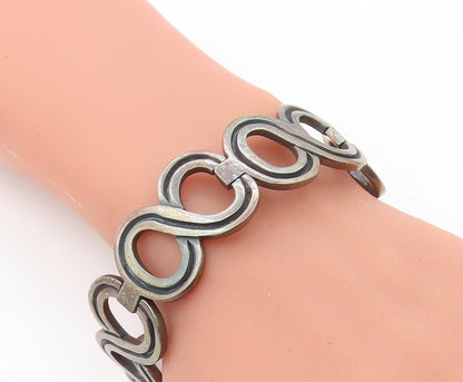 925 Sterling Silver Vintage Antique Infinity Hinge Link Chain Bracelet BT2905