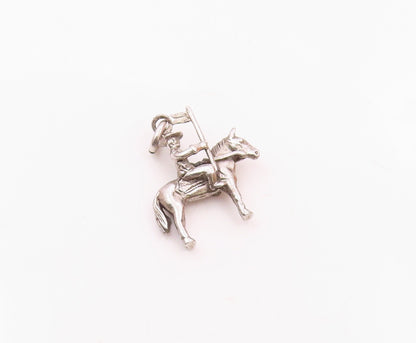925 Sterling Silver  Vintage Shiny Petite Man Riding Horse Pendant  PT16383
