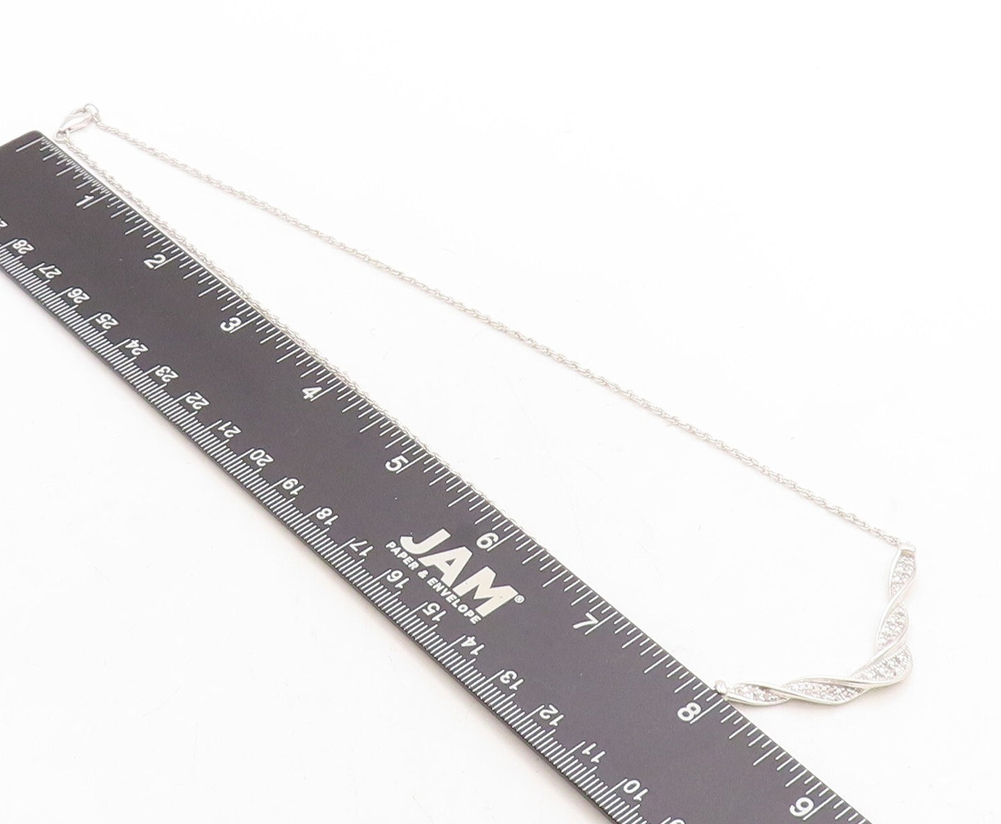 925 Sterling Silver  Shiny Genuine Diamonds Twist Chain Necklace  NE1991