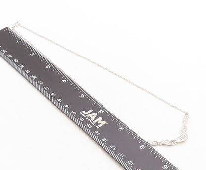 925 Sterling Silver  Shiny Genuine Diamonds Twist Chain Necklace  NE1991