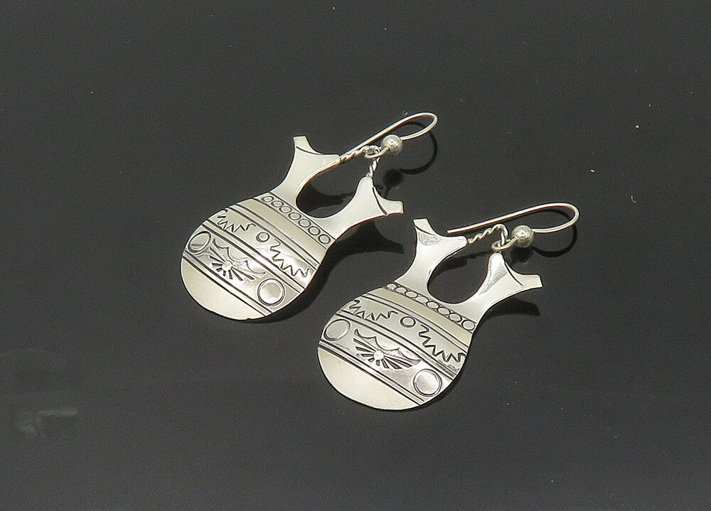 SILVER CLOUD 925 Sterling Silver  Vintage Etched Vase Dangle Earrings  EG10466