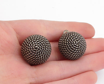 MEXICO 925 Sterling Silver  Vintage Twist Dome Non Pierce Earrings  EG2087