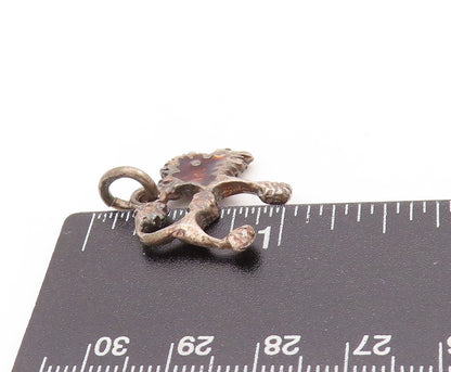 925 Sterling Silver Vintage Pendant Dark Tone Enameled Poodle Charm  PT24214