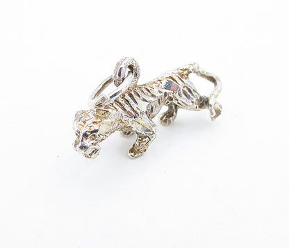 925 Sterling Silver  Vintage Petite Sculpted Prowling Tiger Pendant  PT4774
