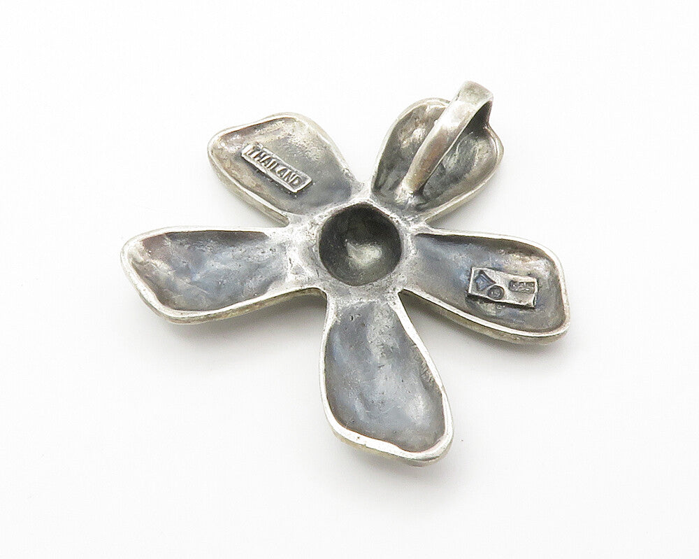 925 Sterling Silver  Vintage Hammered Single Flower Motif Pendant  PT11100