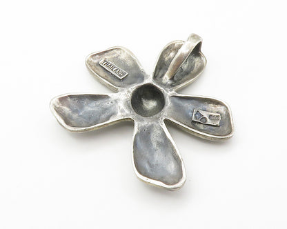 925 Sterling Silver  Vintage Hammered Single Flower Motif Pendant  PT11100