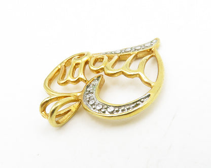 925 Sterling Silver  Genuine Diamond Gold Plated Mom Heart Pendant  PT10560