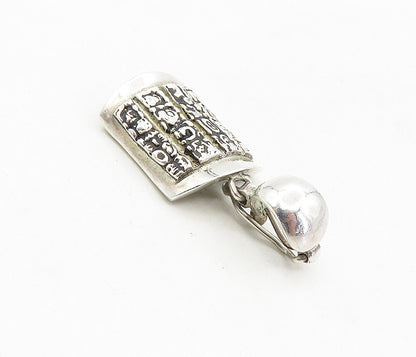 925 Sterling Silver  Vintage Shiny Raised Traditional Pattern Pendant  PT6396
