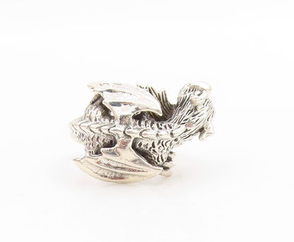 925 Sterling Silver Vintage Ring Textured Gothic Dragon Band  Sz 5  RG34045