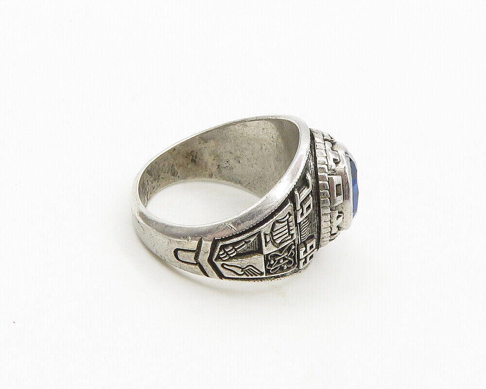 REED 925 Silver Vintage Blue Topaz S.I Totten 1999 Class Ring Sz 8 RG18061