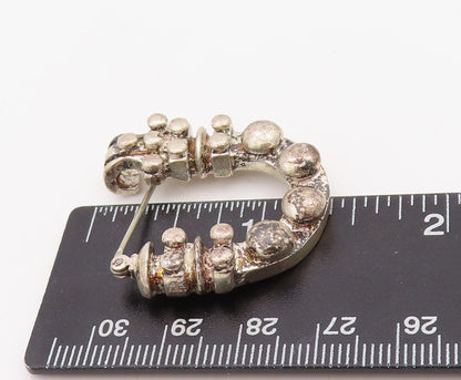 925 Sterling Silver Vintage Brooch Pin Antique Beaded Carved Solid U  BP11246
