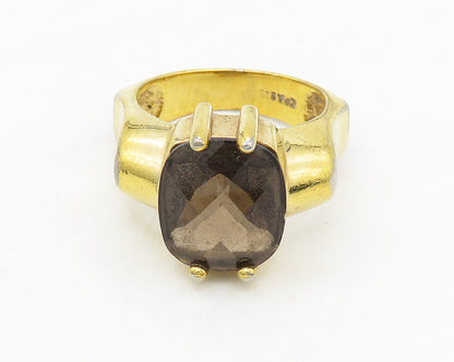 DAVID SIGAL 925 Silver  Smoky Topaz Gold Plated Cocktail Ring Sz 8.5  RG17400