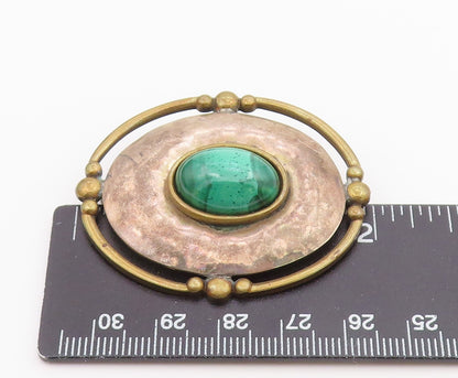 LOUIS BOOTH 925 Silver  Vintage Oval Beaded Malachite Brooch Pin  BP9657